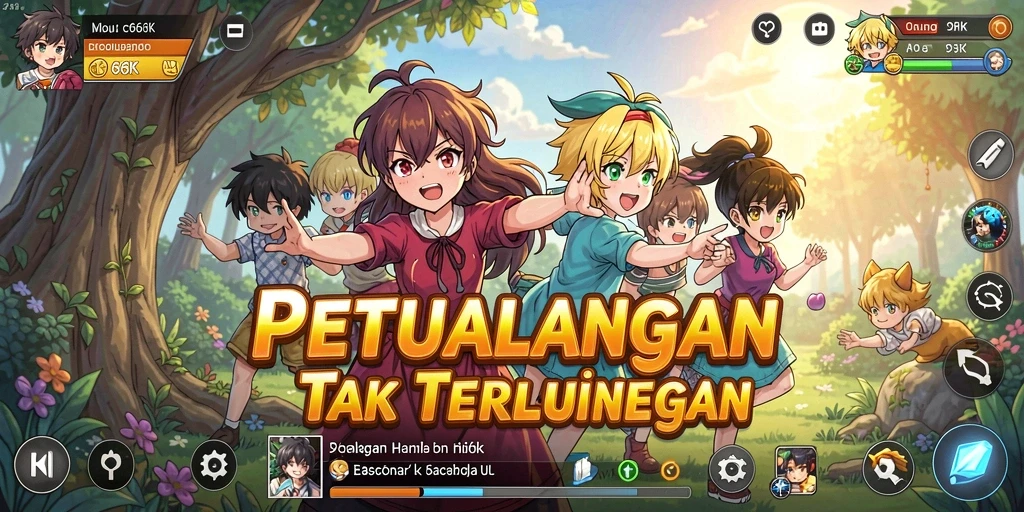 Tampilan gameplay menarik dari 66K dengan karakter anime yang dinamis.
