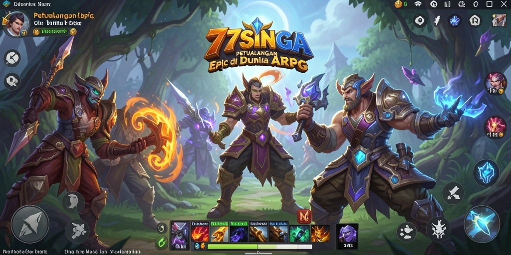 Screenshot gameplay 77SINGA yang menampilkan pertempuran epik dan strategi ARPG.
