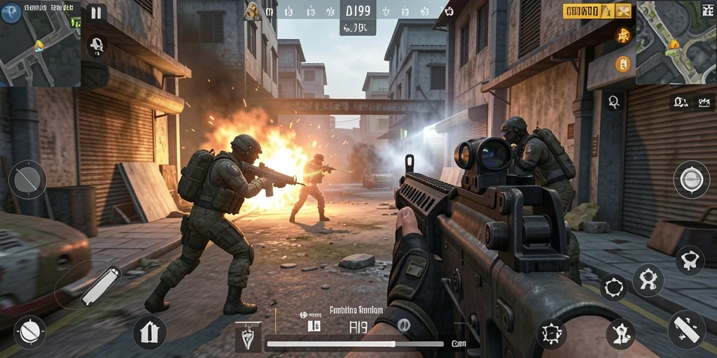 Tampilan gameplay ADI99 yang intens dan penuh aksi.