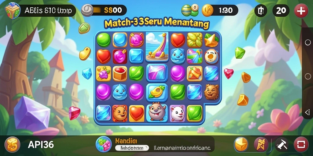 Tangkapan layar API36 menunjukkan aksi mencocokkan bentuk yang seru di level menantang.