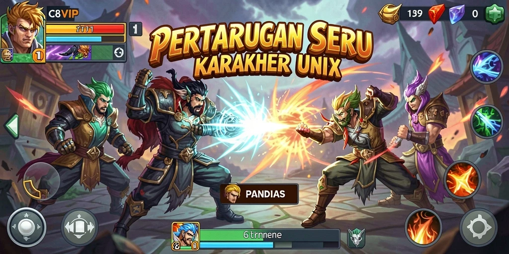 Gameplay C8VIP yang mendebarkan dengan aksi pertarungan antar karakter.
