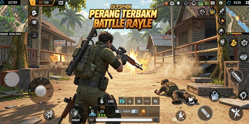 Gameplay seru dalam EE789 yang menampilkan pertempuran epik di Battle Royale.