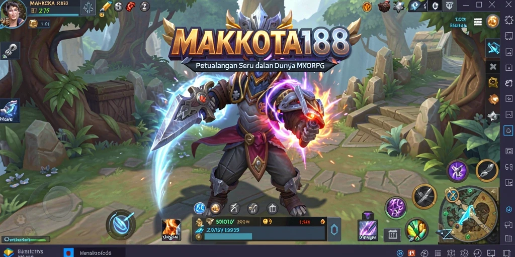 Menampilkan aksi seru dari gameplay MAHKOTA188 dalam dunia MMORPG.
