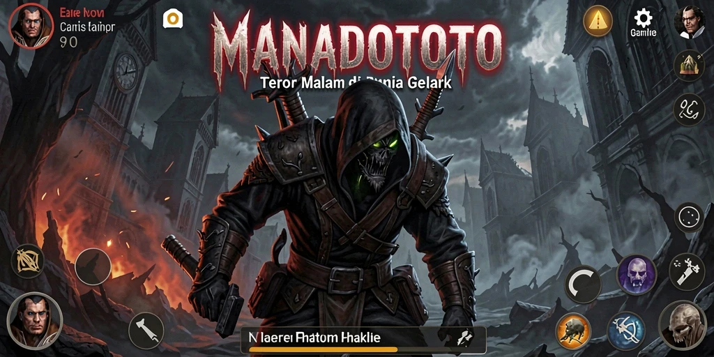 Screenshot gameplay MANADOTOTO menampilkan suasana menakutkan yang memikat.