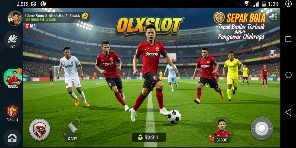 Screenshot gameplay OLXSLOT yang menampilkan aksi sepak bola seru.