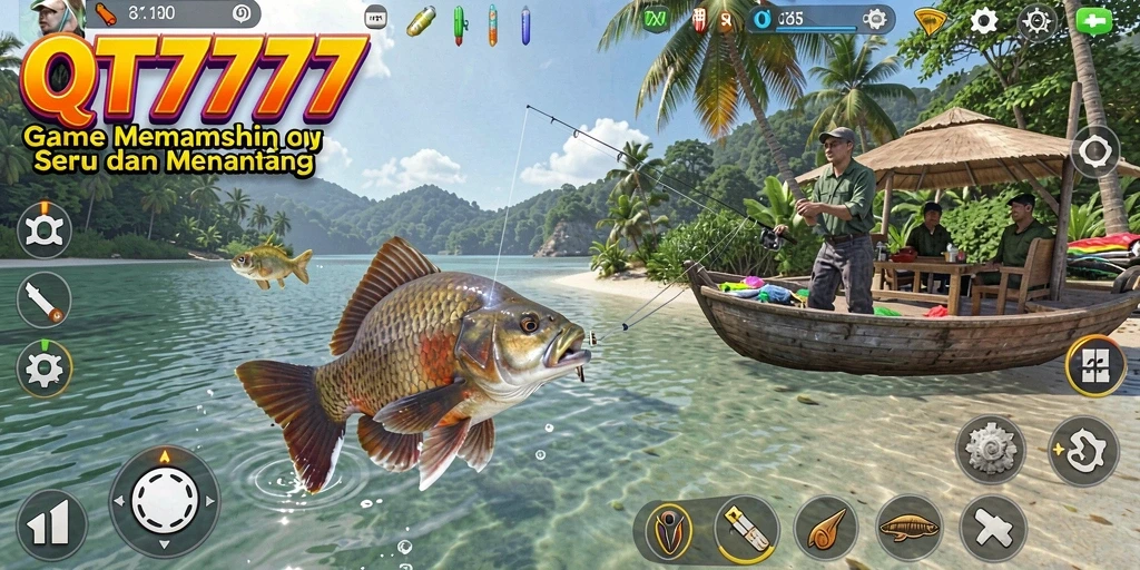Gameplay QT777 yang menampilkan aksi memancing yang mendebarkan.