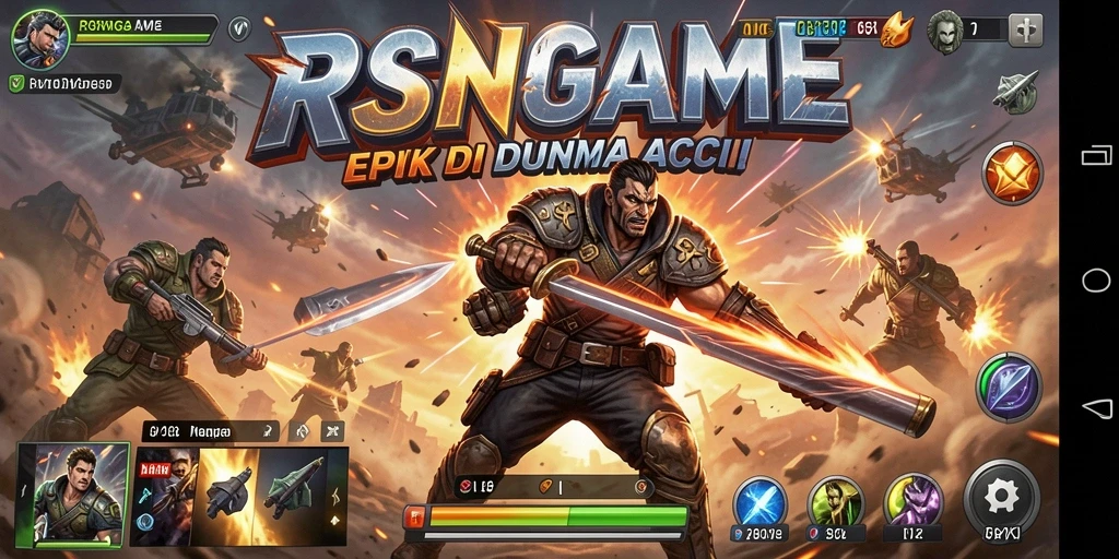 Tampilan aksi mendebarkan dari RSNGAME dengan karakter yang siap tempur.