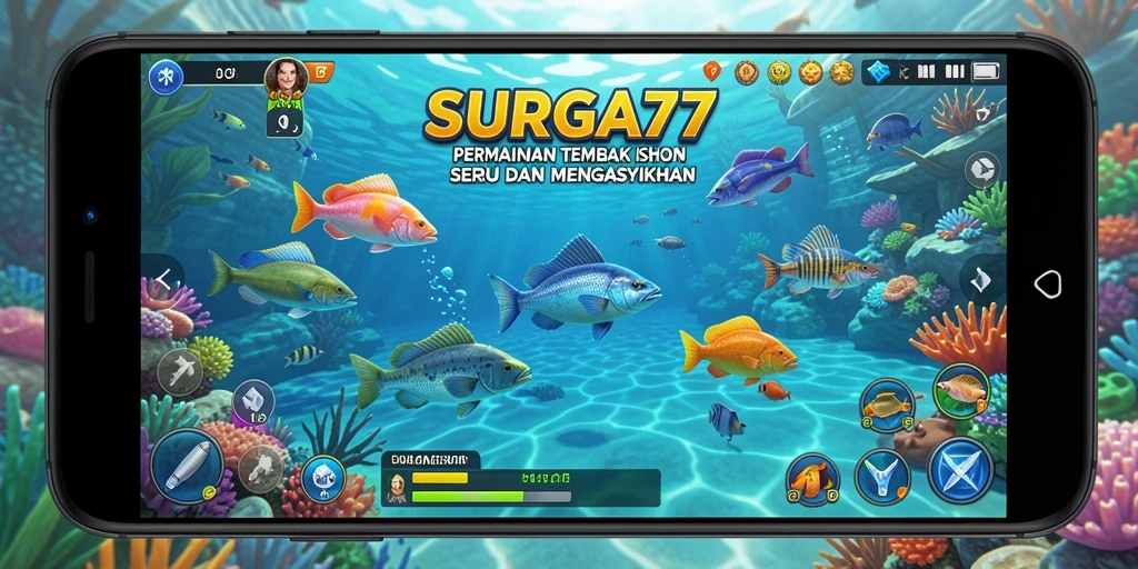 Screenshot gameplay <strong>SURGA77</strong> yang menunjukkan aksi tembak ikan yang mendebarkan.