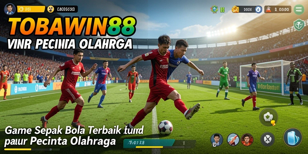 Gambaran gameplay mendebarkan TOBAWIN88 dalam pertandingan sepak bola.